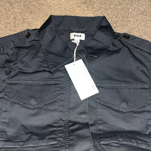 Pact Organic Woven Lined Safari Jacket Gray Large - Picture 3 of 9